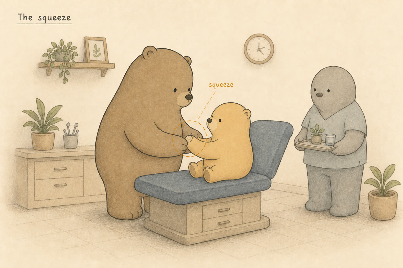 Field-guide scene: A squeeze, then still